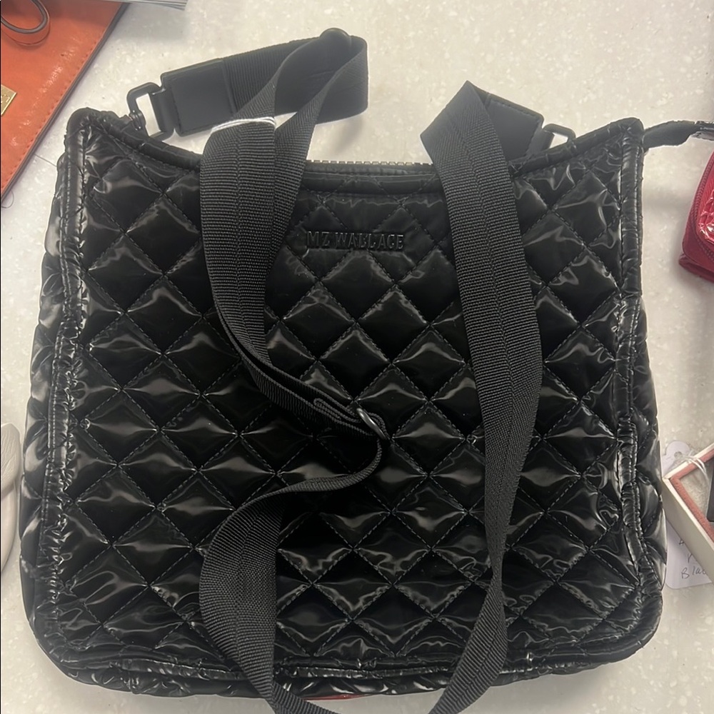 MZ Wallace Black Quilted Nylon Tote Bag